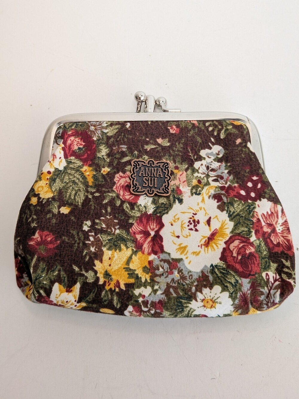 Anna Sui Floral Coin Purse Vintage Collectible Double Kisslock Kiss Lock